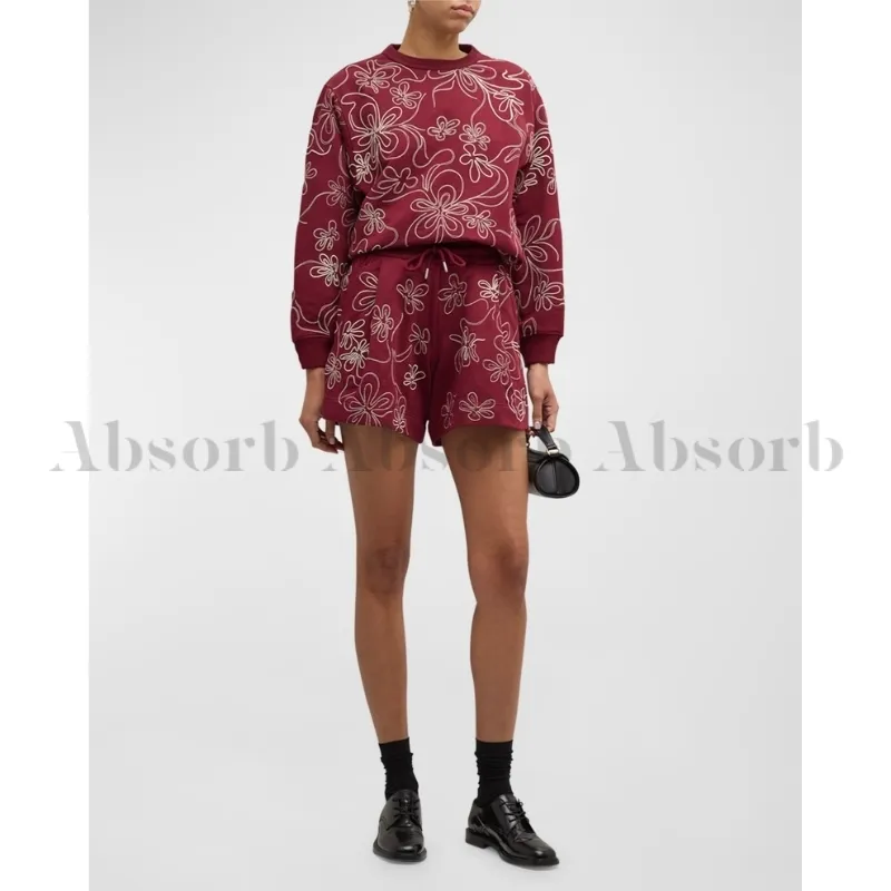 Dries Van Noten  |Crew Neck Flower Patterns Long Sleeves Cotton Oversized