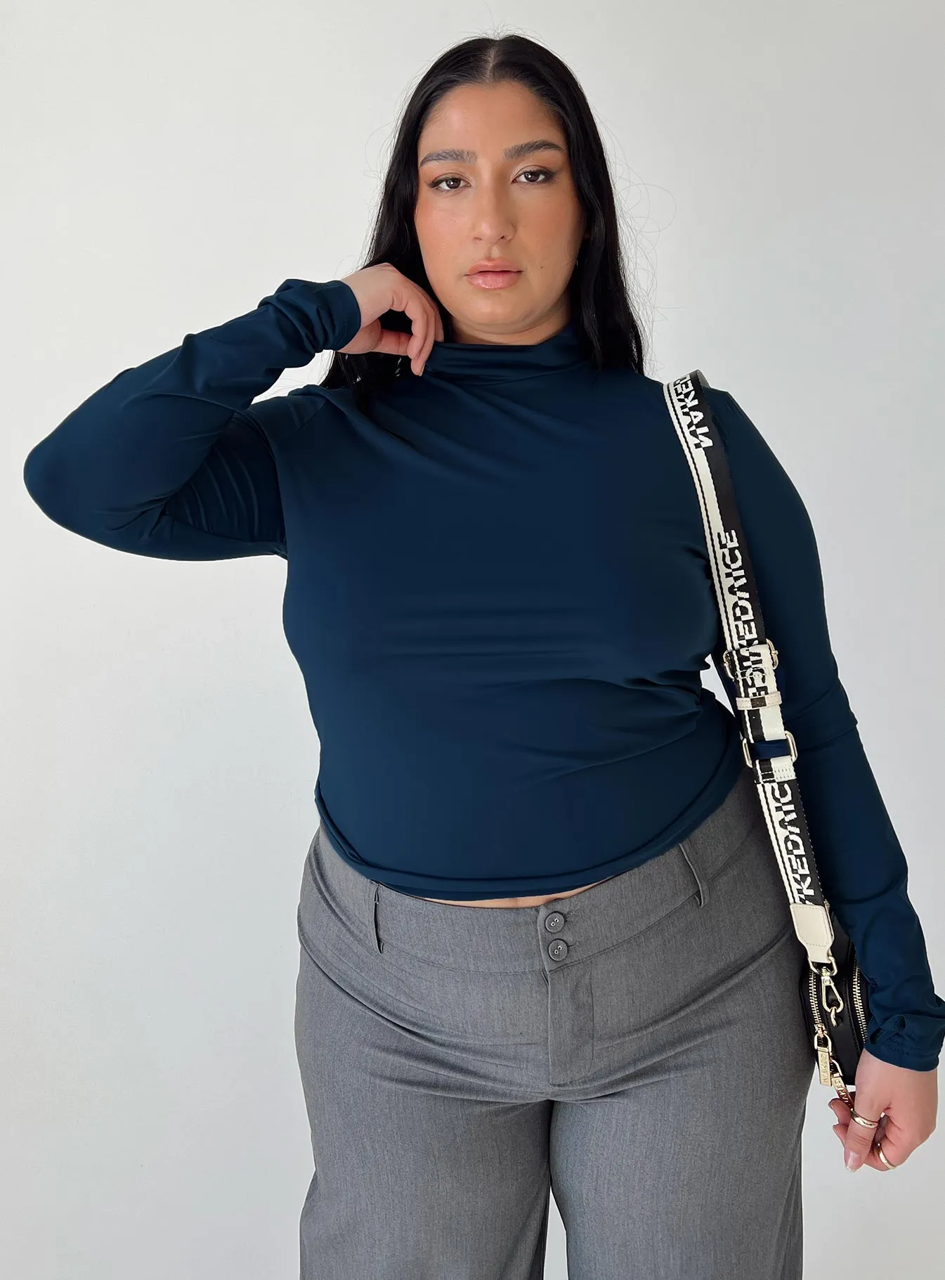 Elysium Long Sleeve Turtleneck Top Navy Curve