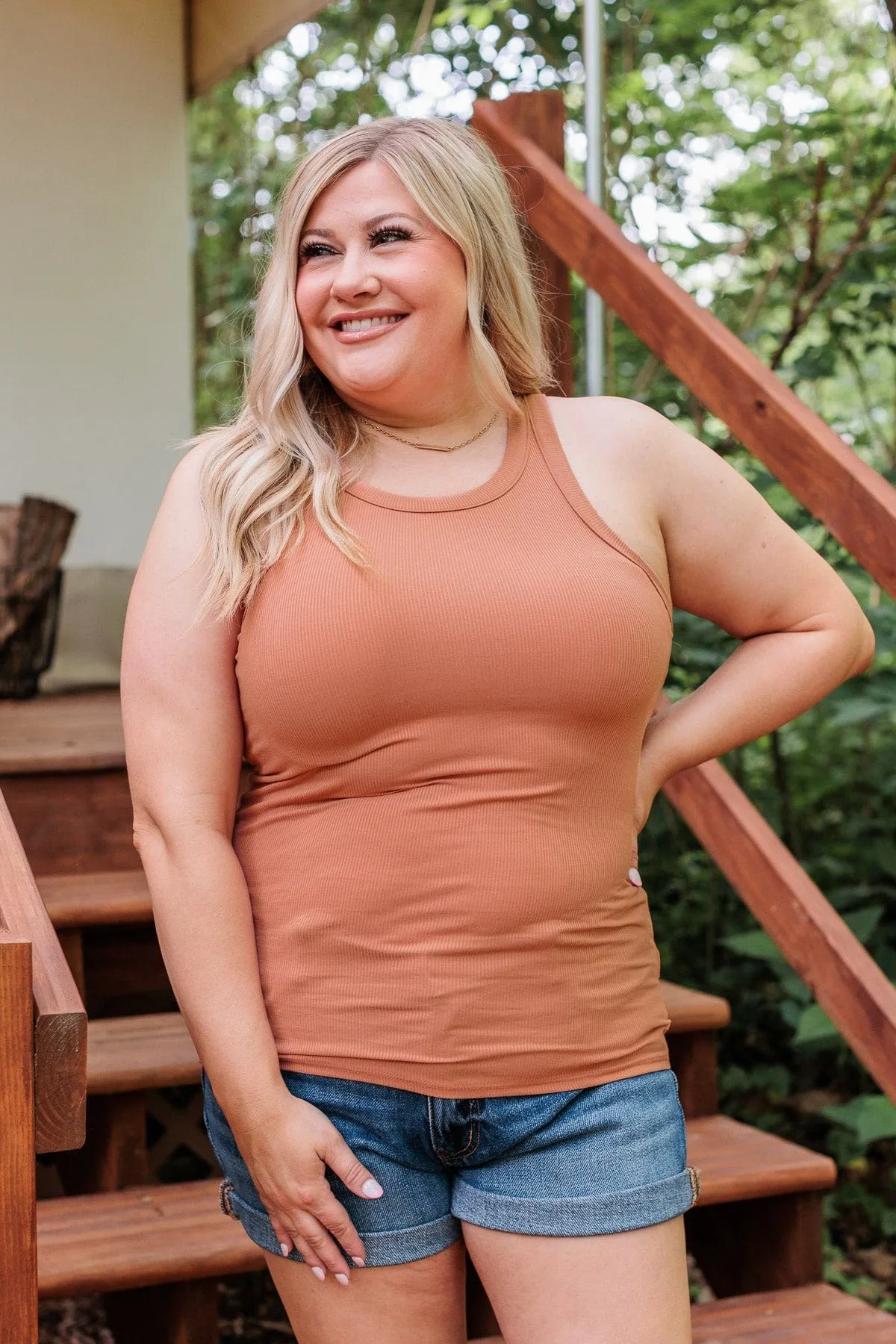 Embracing My Feelings Ribbed Tank- Light Rust