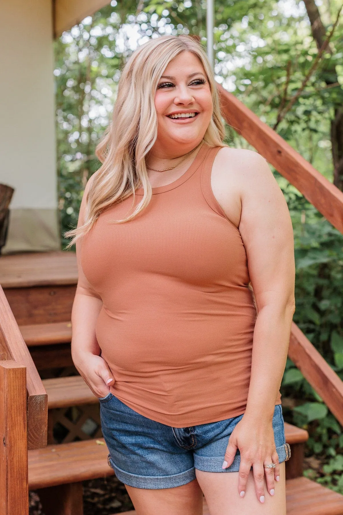 Embracing My Feelings Ribbed Tank- Light Rust