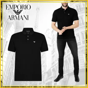 EMPORIO ARMANI  |Button-down Unisex Street Style Plain Cotton Short Sleeves