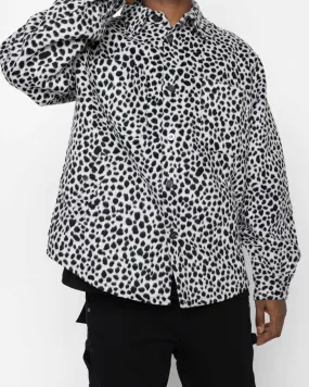 EPTM SIDE SLIT FLANNEL-SNOW LEOPARD