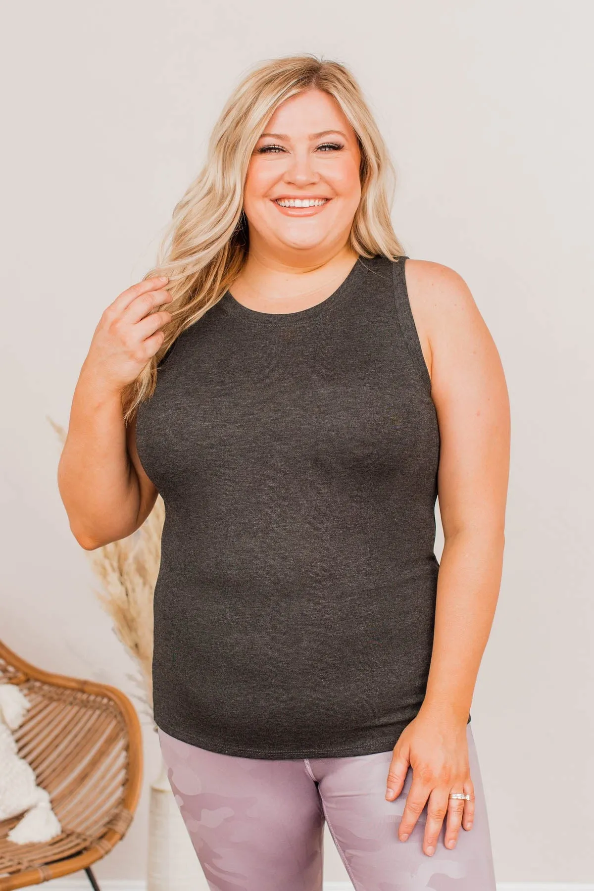 Forever My Favorite Racerback Tank Top- Charcoal