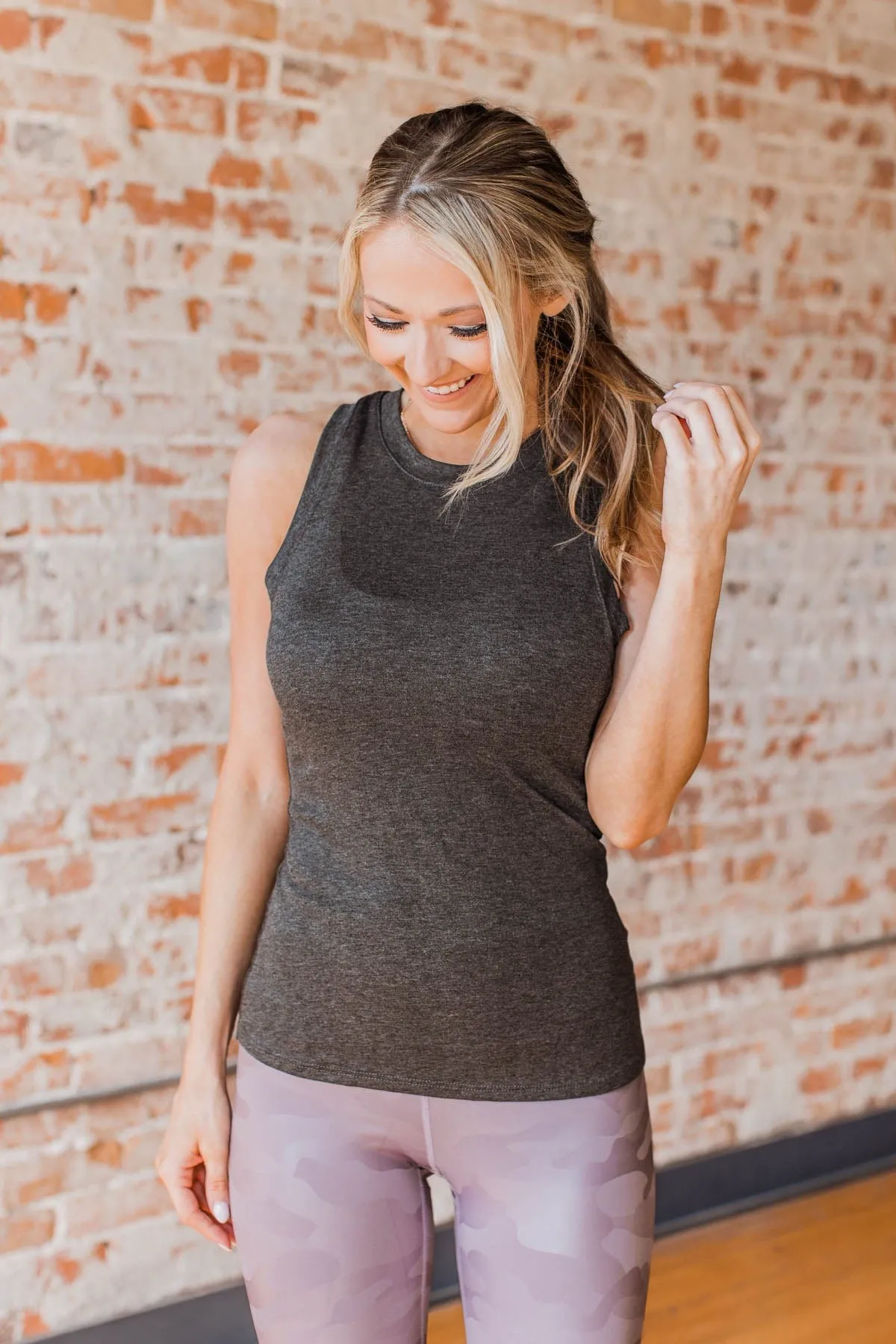 Forever My Favorite Racerback Tank Top- Charcoal