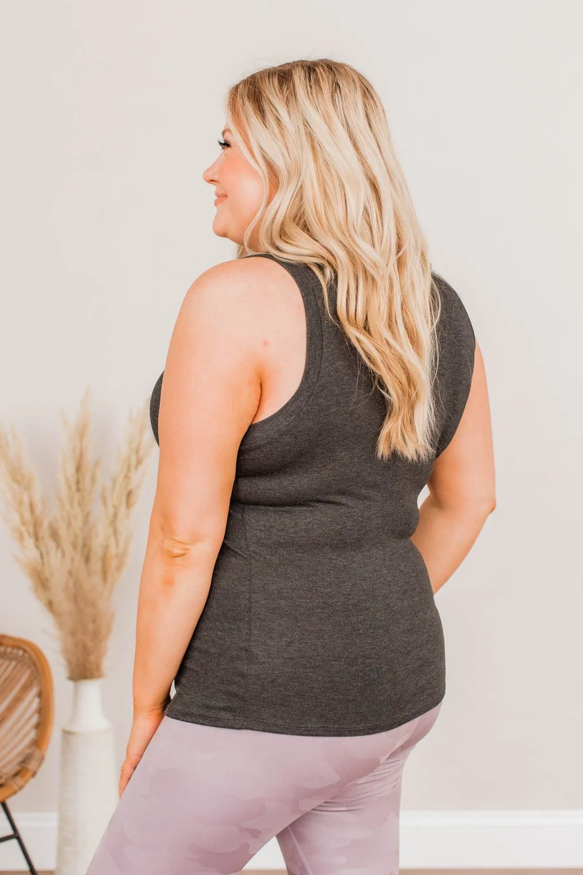 Forever My Favorite Racerback Tank Top- Charcoal