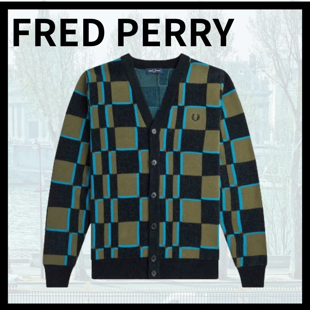 FRED PERRY  |Other Plaid Patterns Fine Gauge Cotton Logo Vests & Gillets