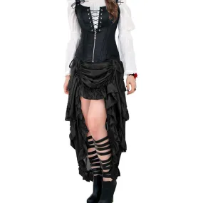 Get Gothic Glam with our Victorian Steampunk Midi Skirt - Sexy High-Low Ruffles and Vintage Flair