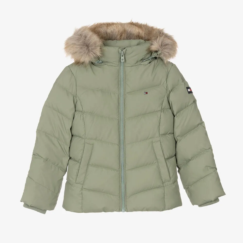 Girls Green Puffer Jacket