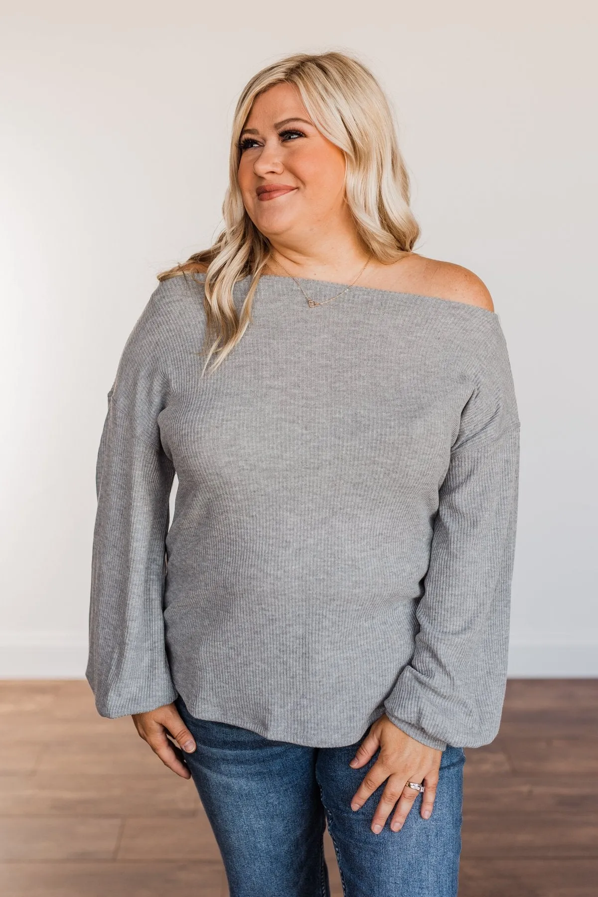 Good Directions Boat Neck Top- Grey