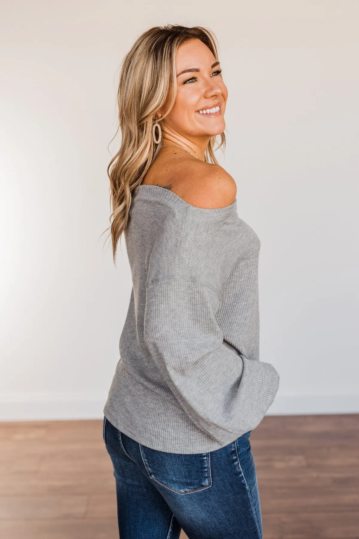 Good Directions Boat Neck Top- Grey