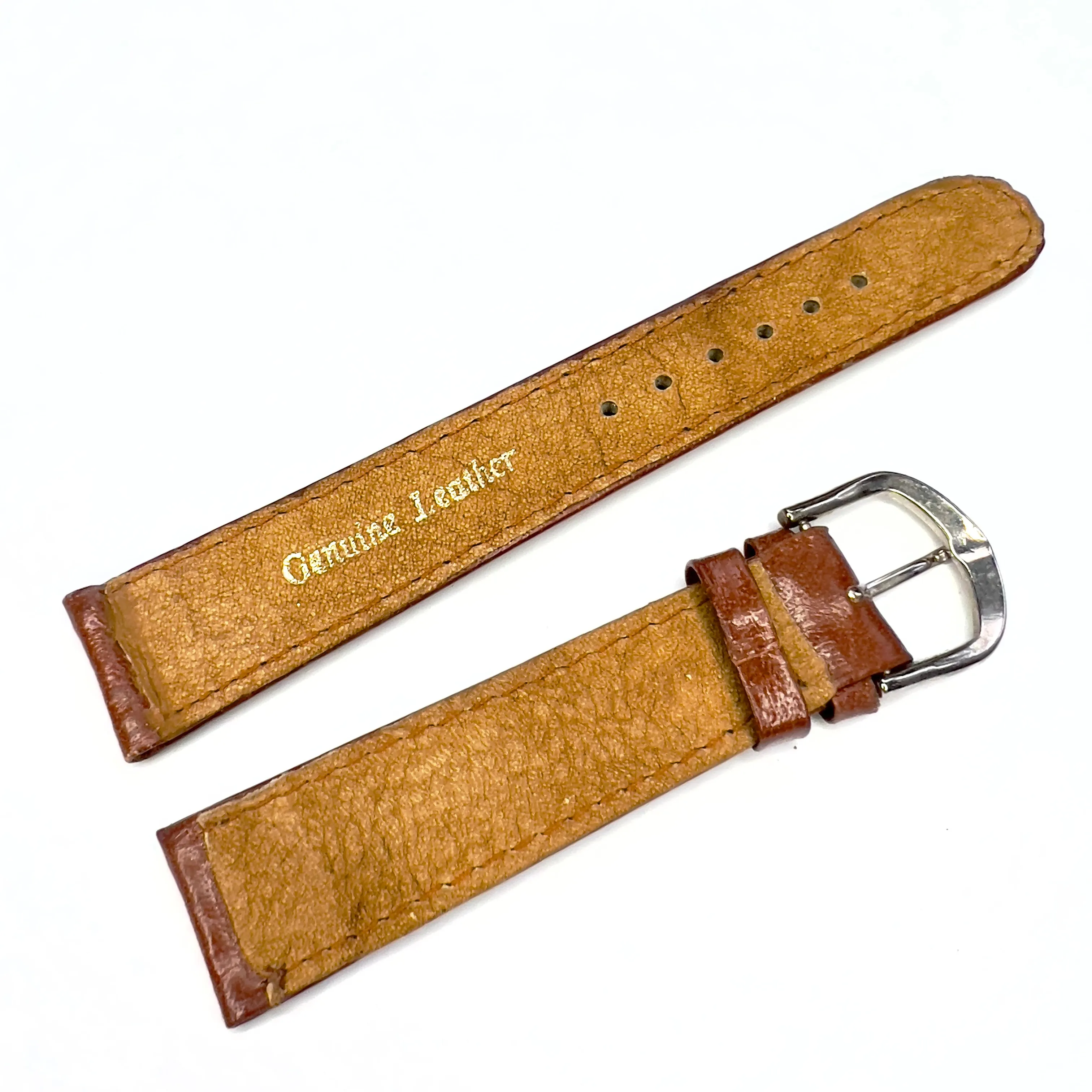 GUESS 18mm Brown Leather Strap Band with Steel Buckle