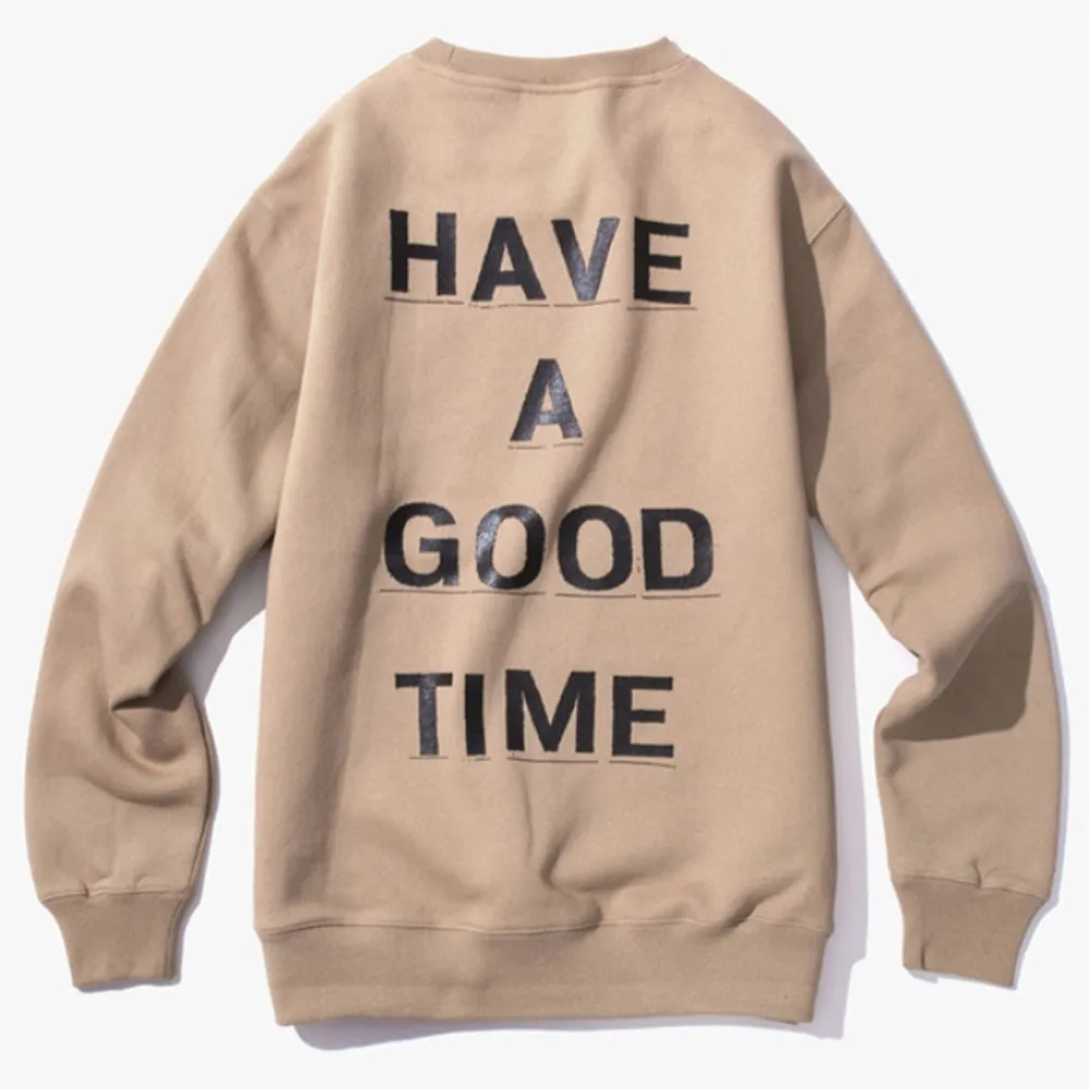 have a good time  |Crew Neck Unisex Street Style Long Sleeves Logo