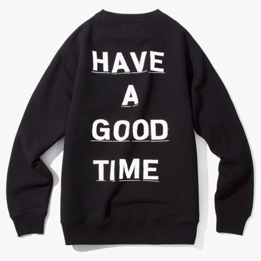 have a good time  |Crew Neck Unisex Street Style Long Sleeves Logo