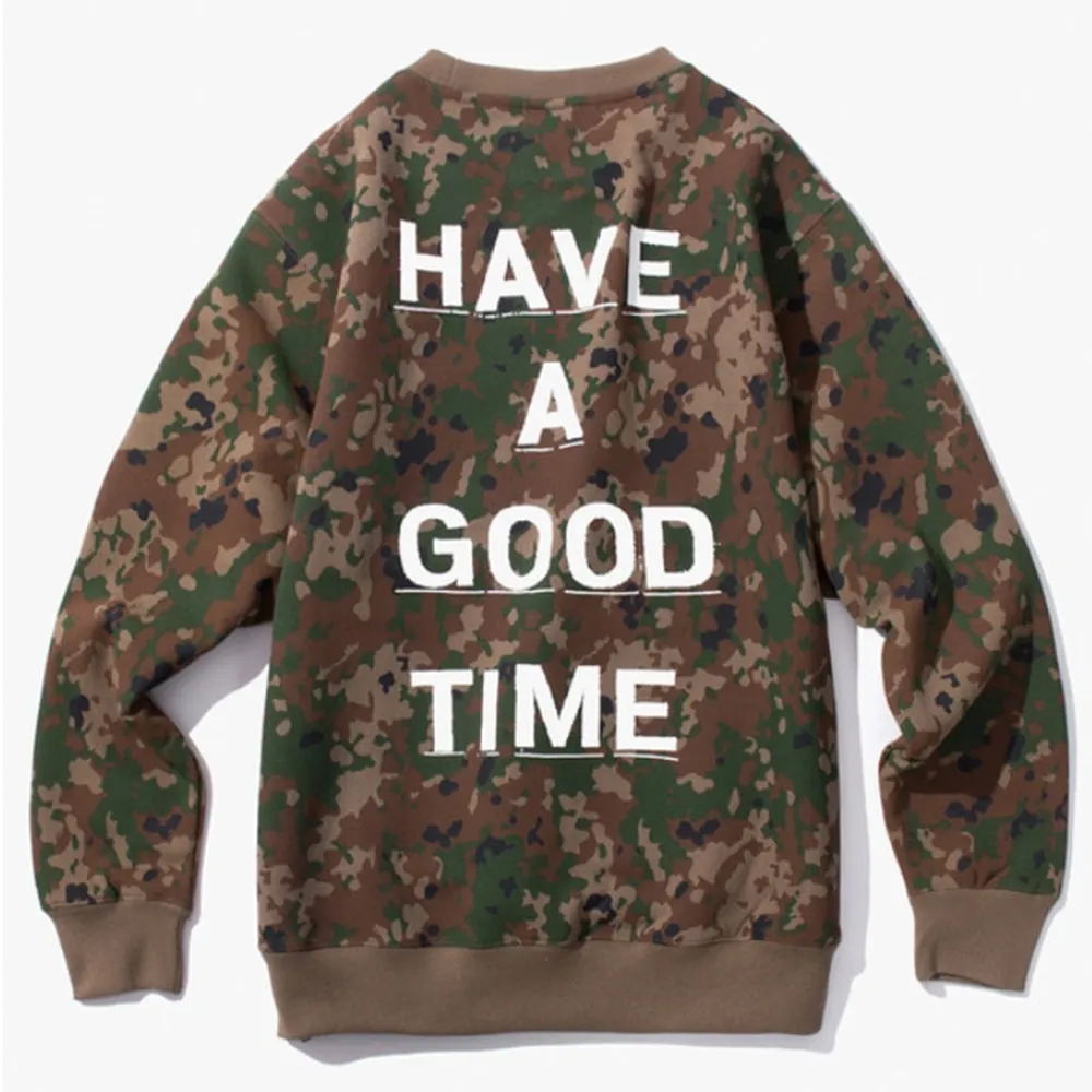 have a good time  |Crew Neck Unisex Street Style Long Sleeves Logo