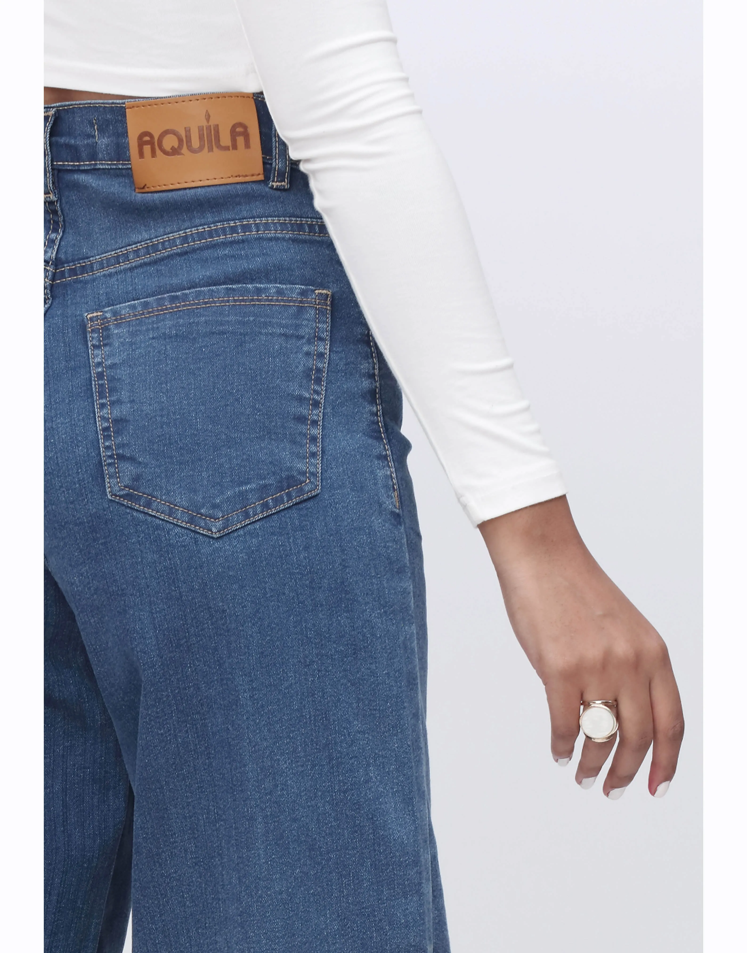 High Rise Wide Leg Jeans-Two Tone