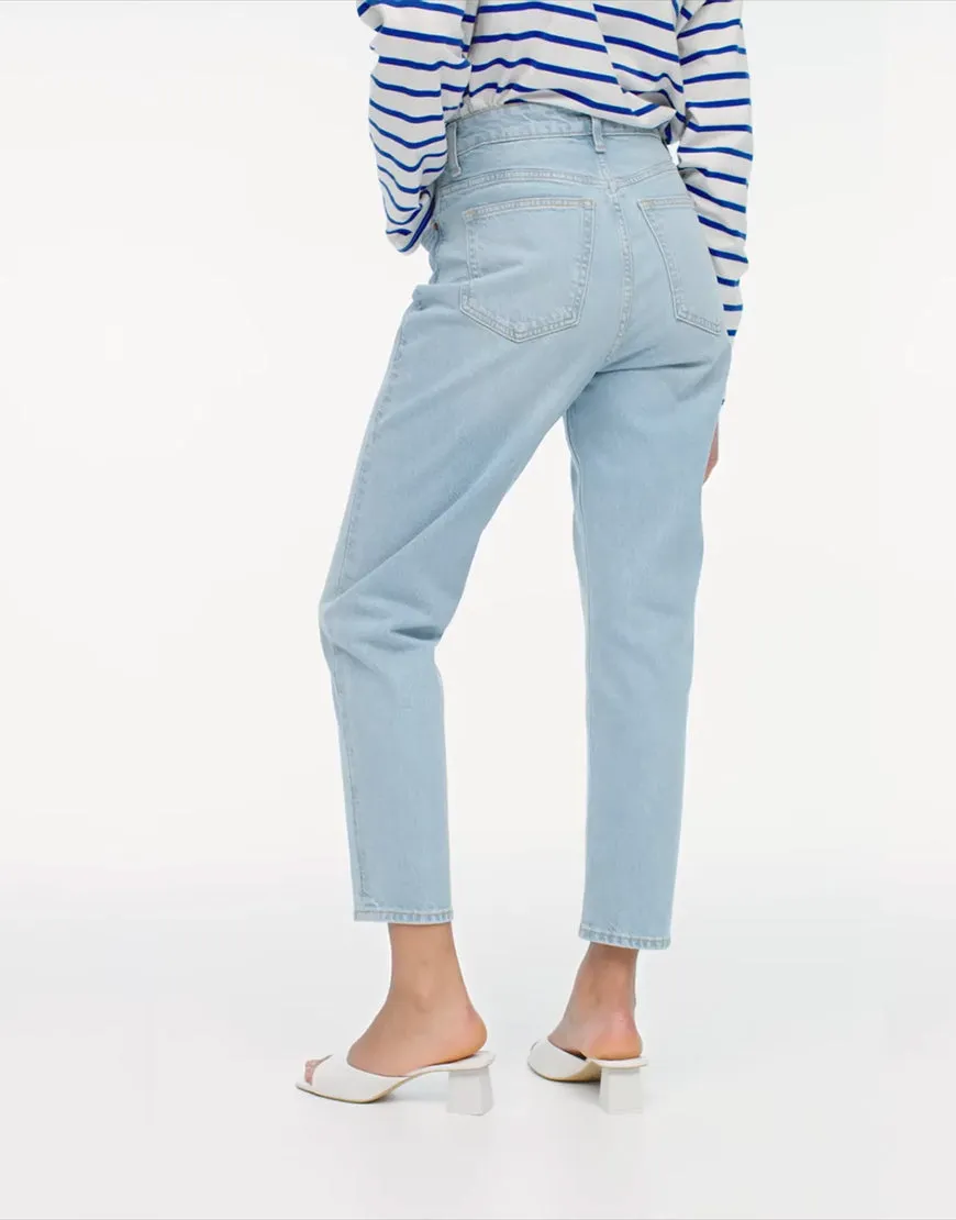 Hm High Rise Mom Jeans Ace Blue