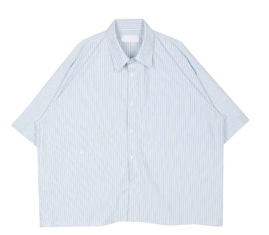 HOLY IN CODE  |Button-down Stripes Unisex Street Style Cotton Short Sleeves