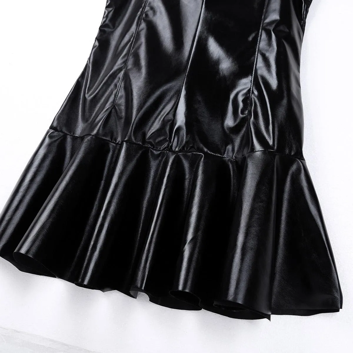 Hot Sexy Wetlook PU Leather Mini Dress