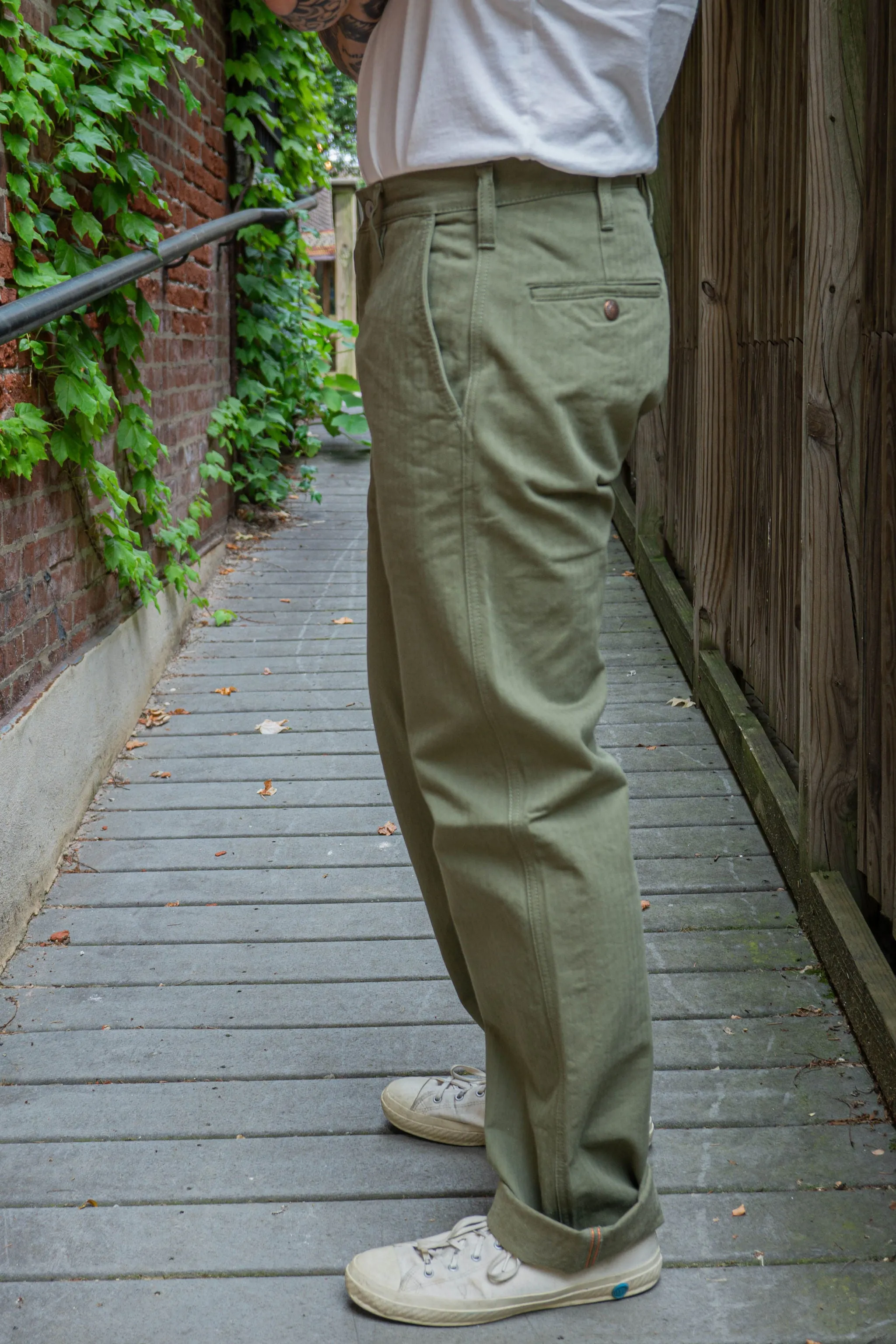 Iron Heart IH-735-ODG 11oz Herringbone Work Pants - Olive Drab Green