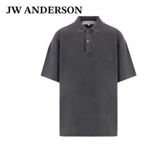 J W ANDERSON  |Button-down Monogram Plain Cotton Short Sleeves Oversized