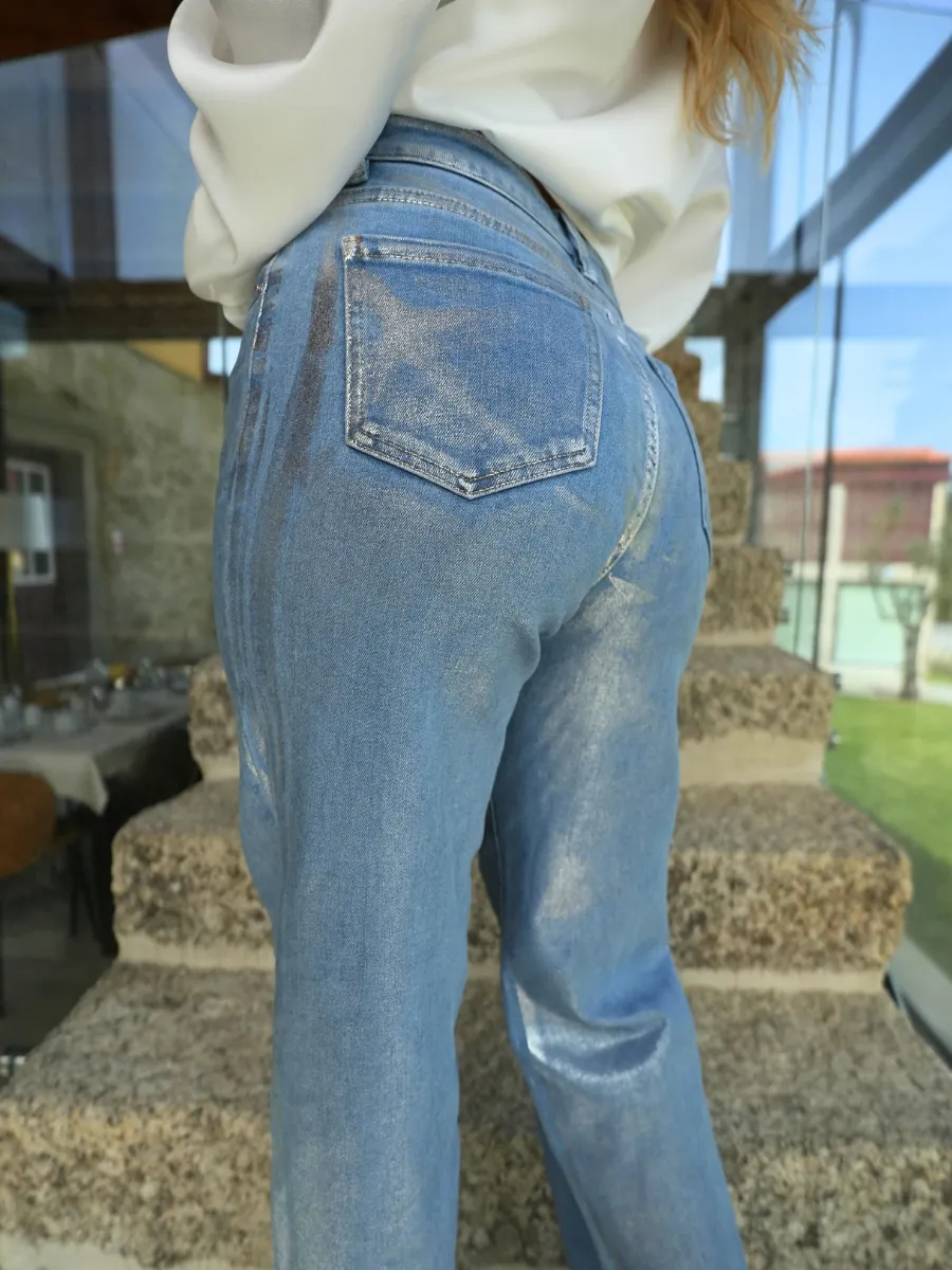 Jeans Brilho Metálico