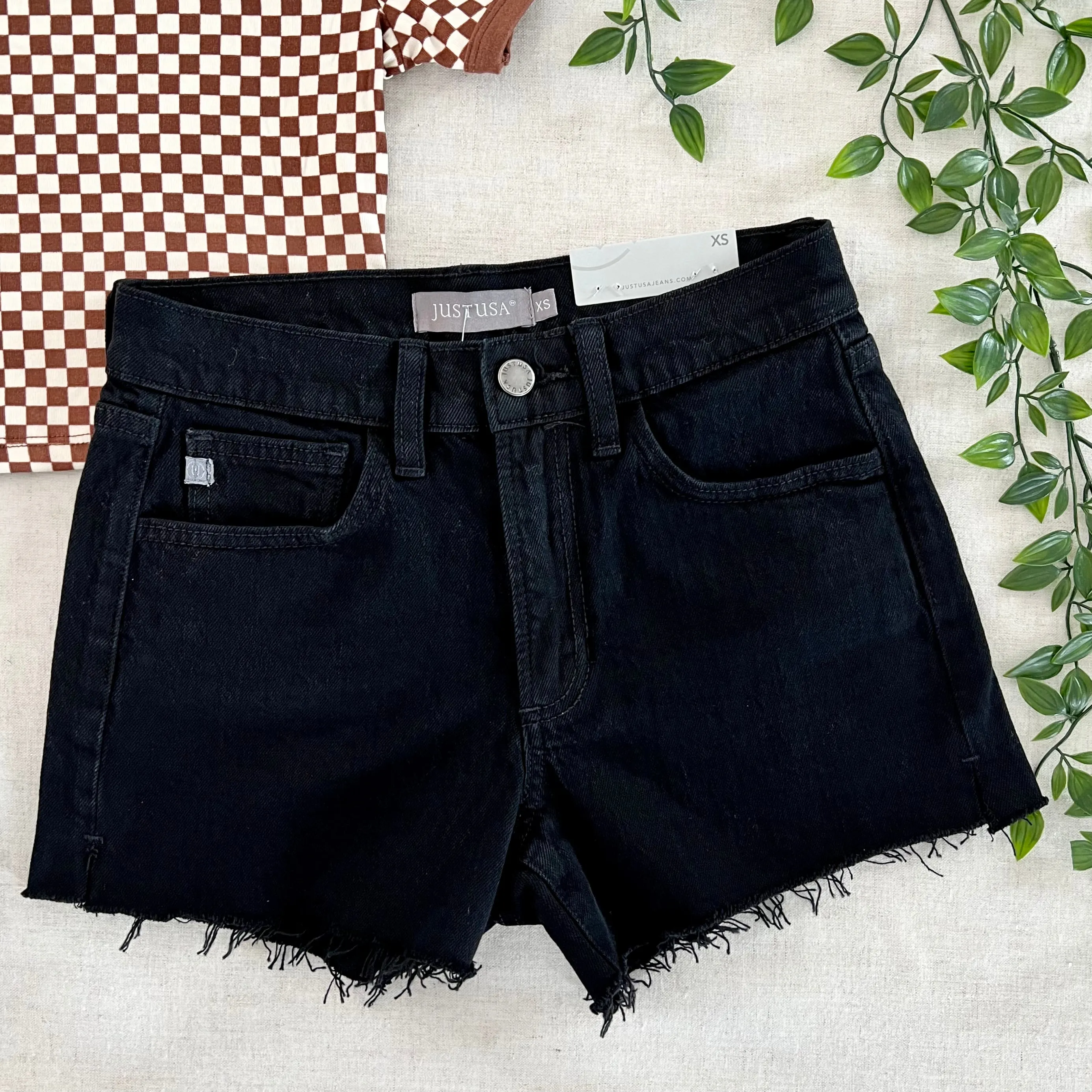 Just USA High Rise Denim Shorts - Black