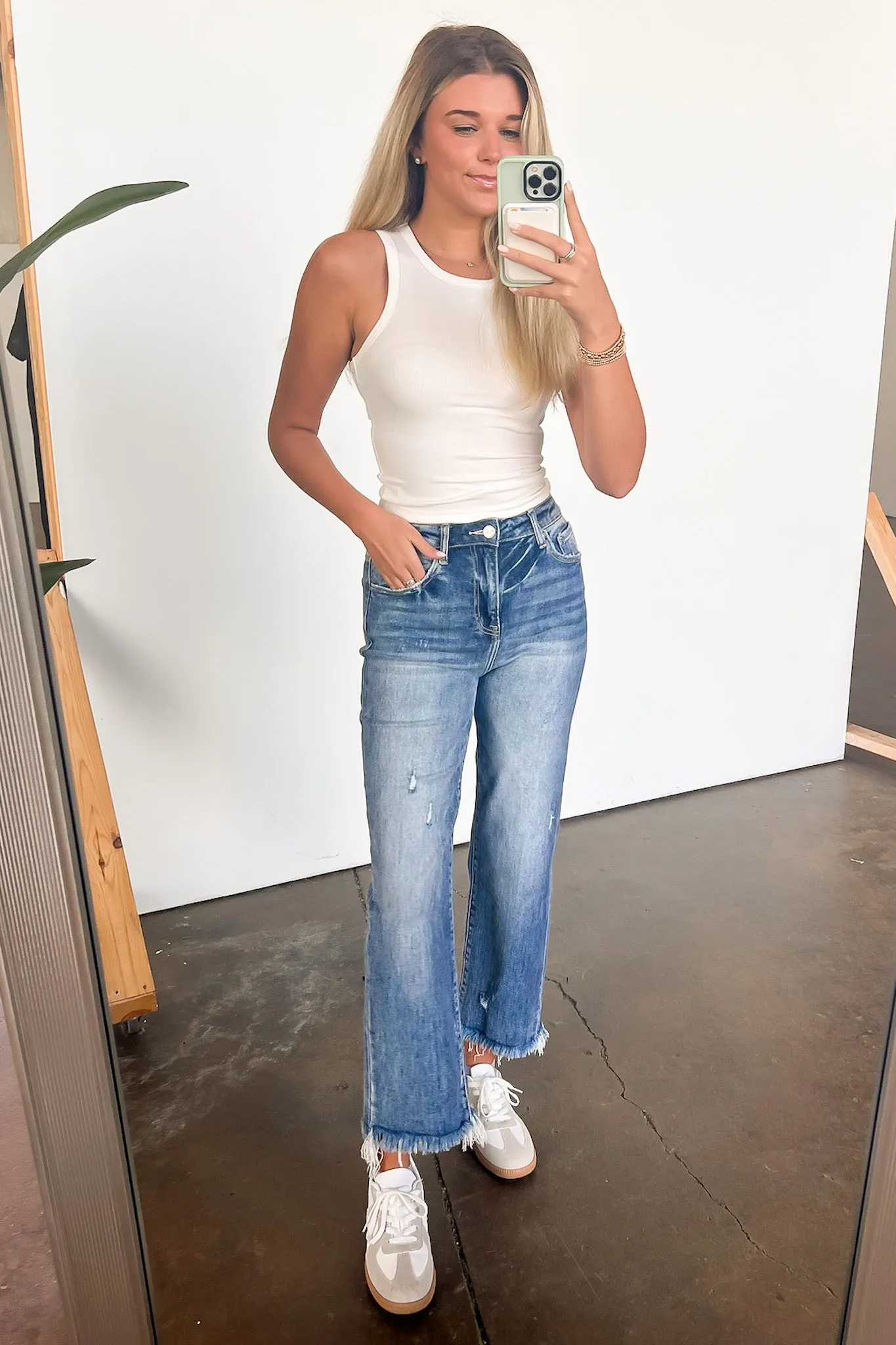 Kaylynn High Rise Raw Hem Straight Jeans