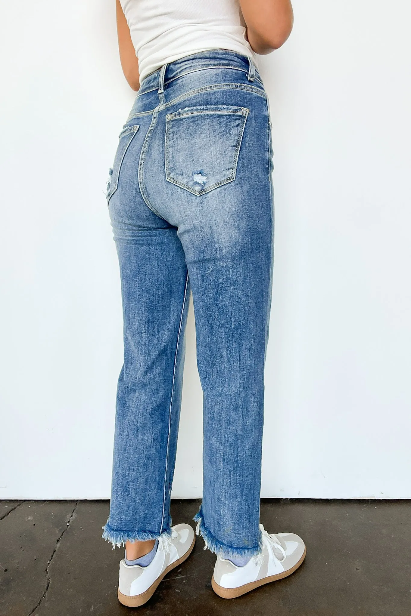 Kaylynn High Rise Raw Hem Straight Jeans