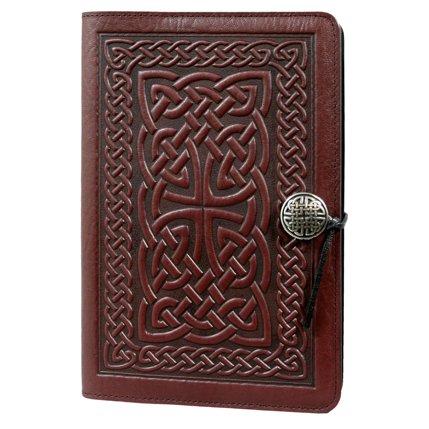 Large Leather Journal - Celtic Braid in Wine