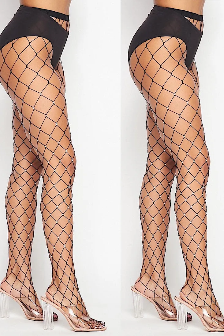 Large Rhinestone Fishnets