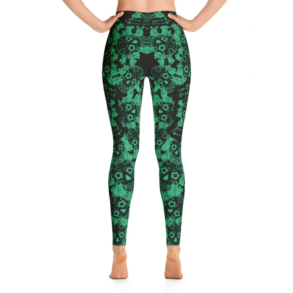 Laugh Love Live Sugar Skull Yoga Leggings