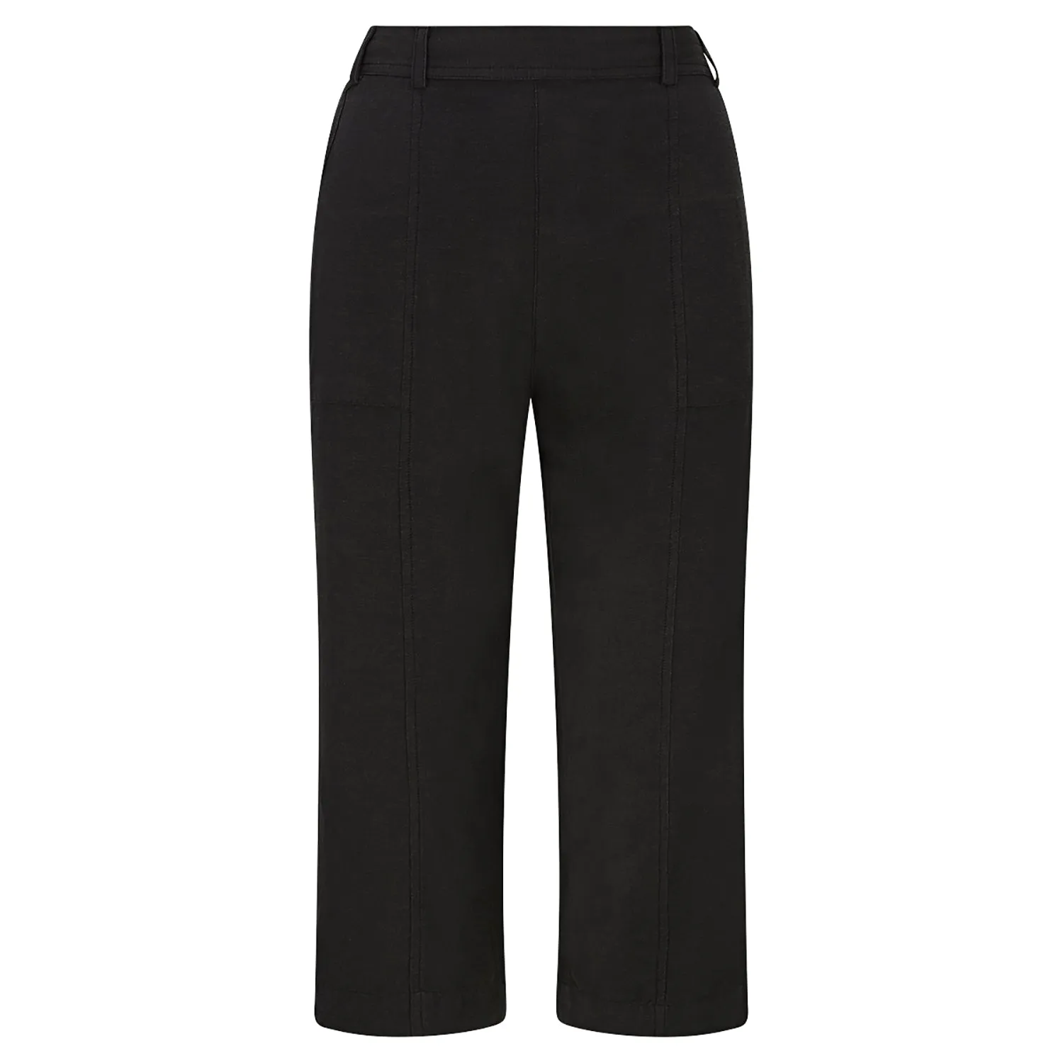 Linen Blend Cropped Trousers - Charcoal