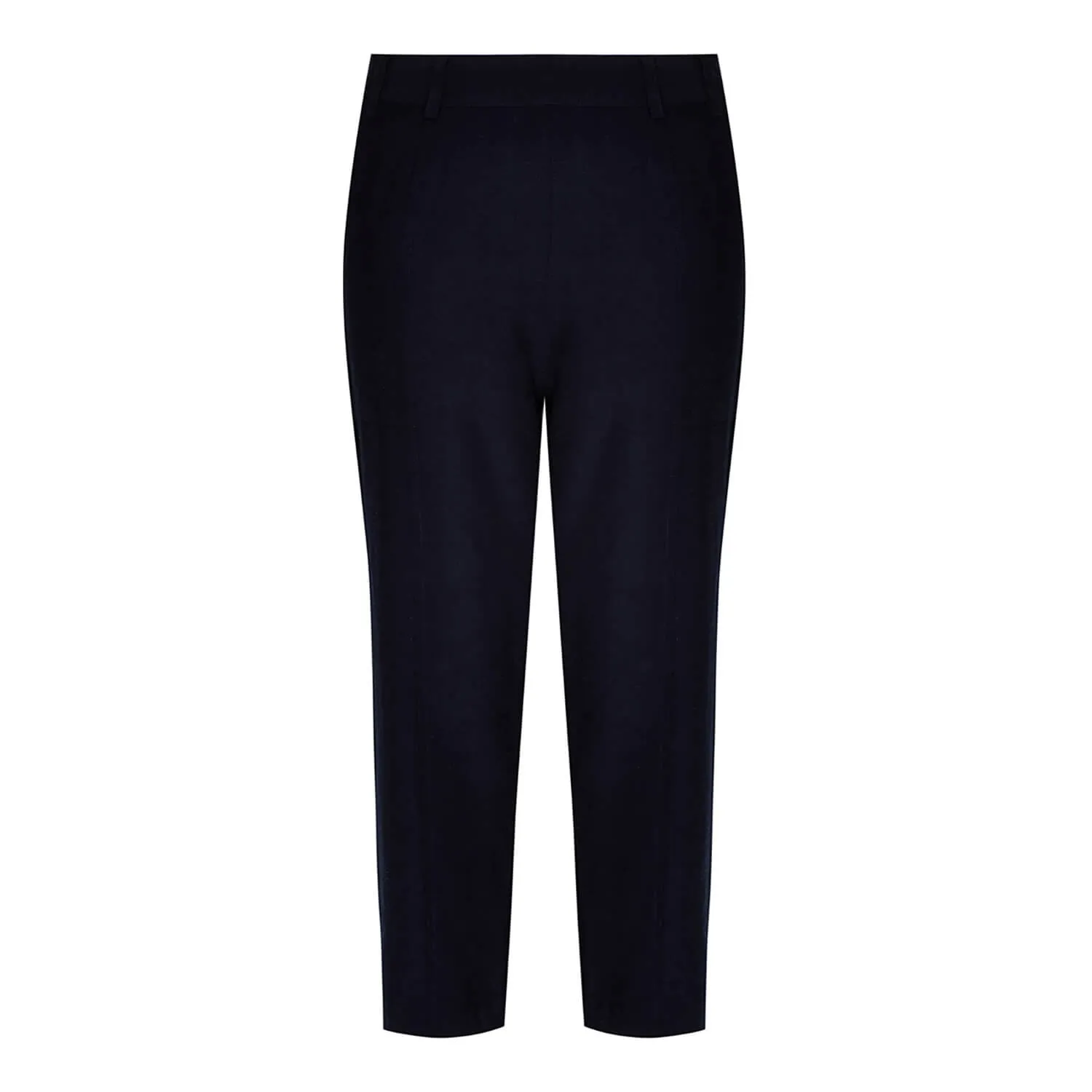 Linen Blend Cropped Trousers - Navy