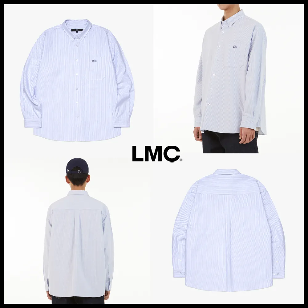 LMC  |Button-down Stripes Unisex Street Style Long Sleeves Cotton