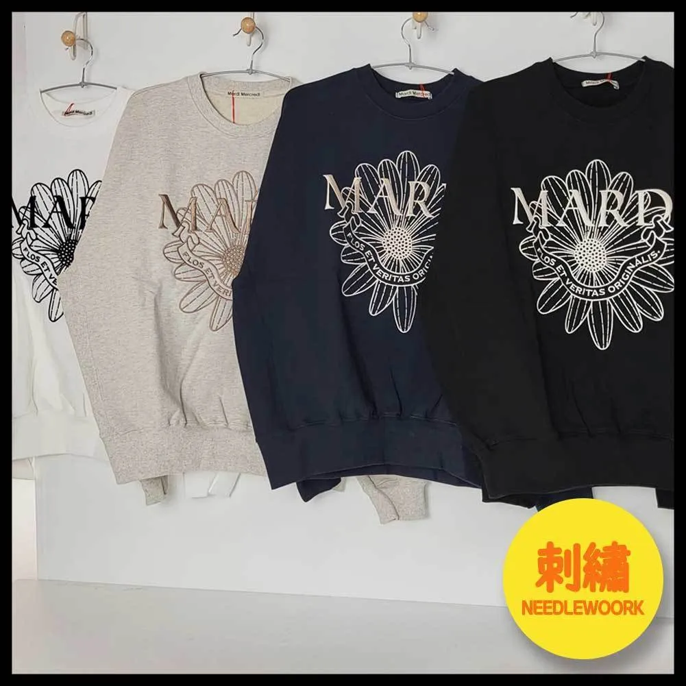 Mardi Mercredi  |Crew Neck Street Style Long Sleeves Plain Cotton Oversized