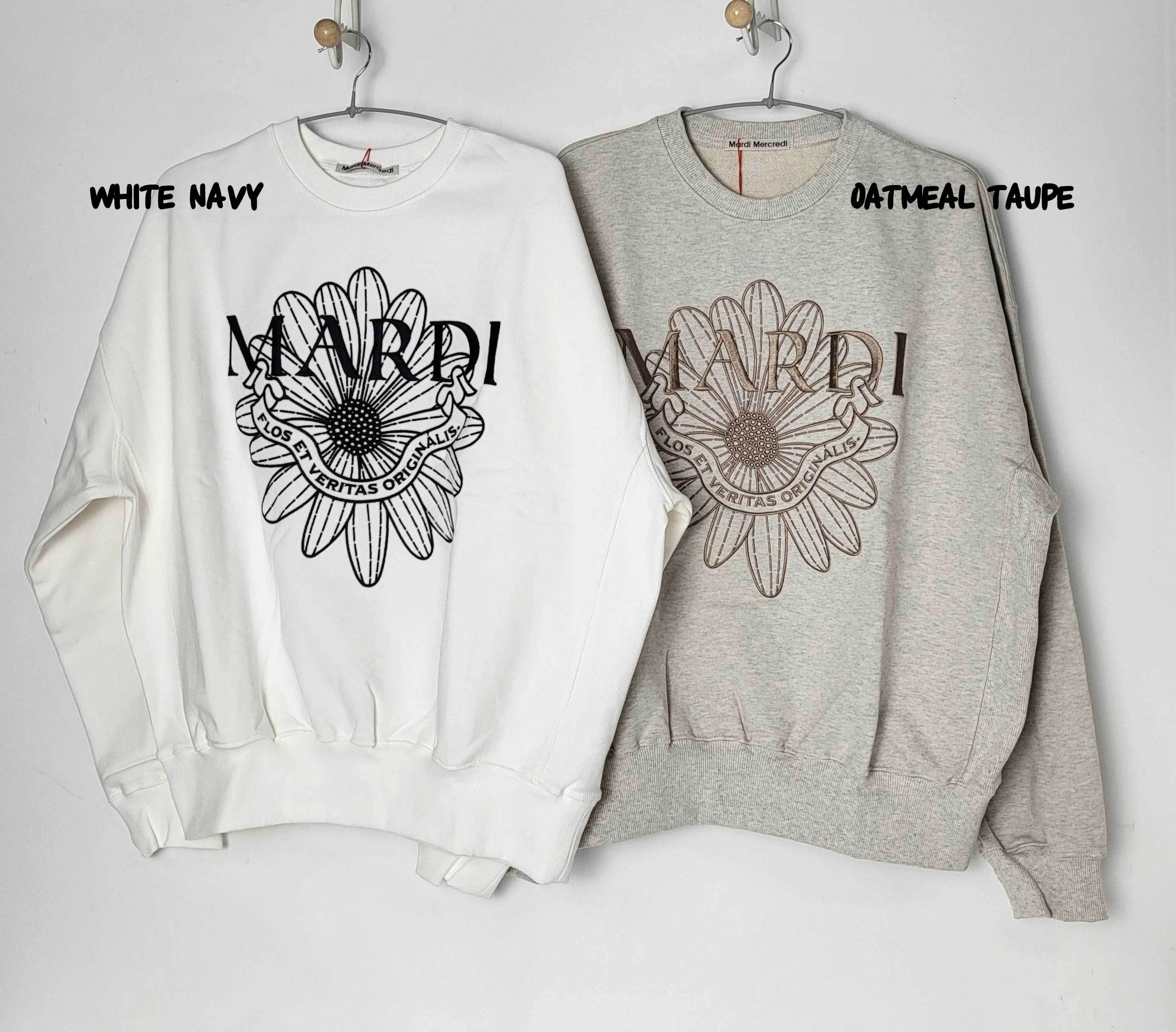 Mardi Mercredi  |Crew Neck Street Style Long Sleeves Plain Cotton Oversized