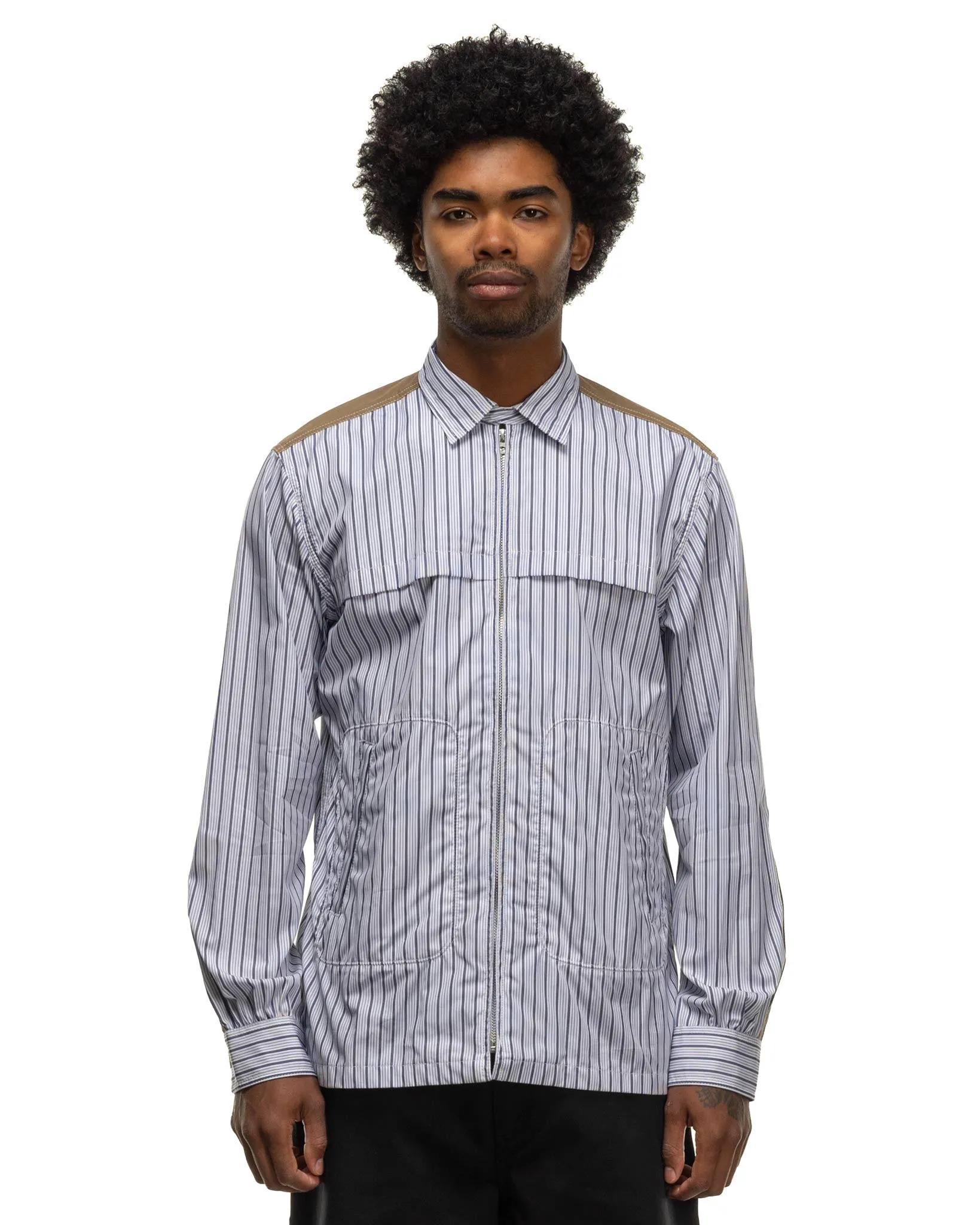 Men's Cotton Stripe Shirt White/Navy