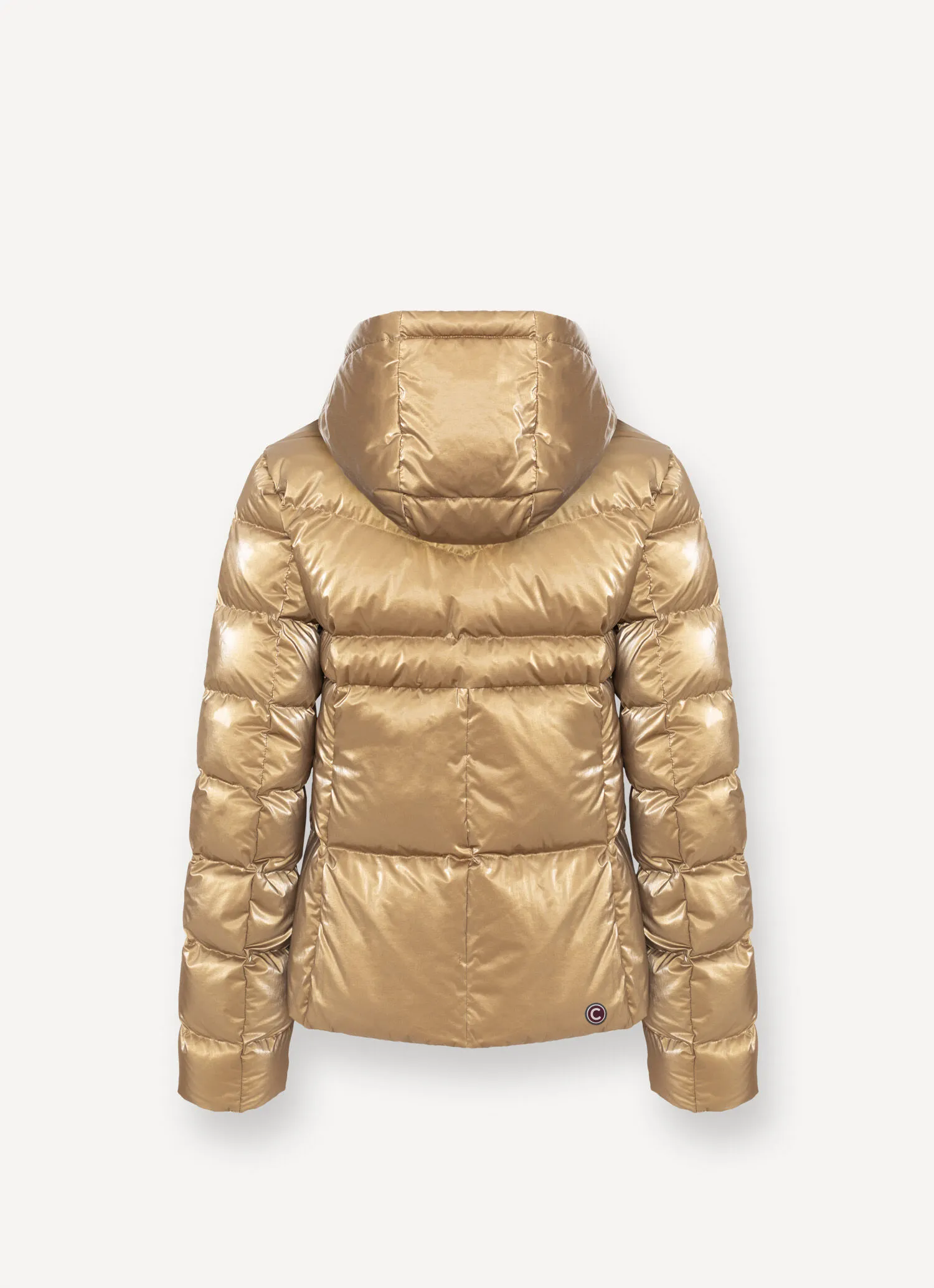 Metallic-effect gold down jacket-