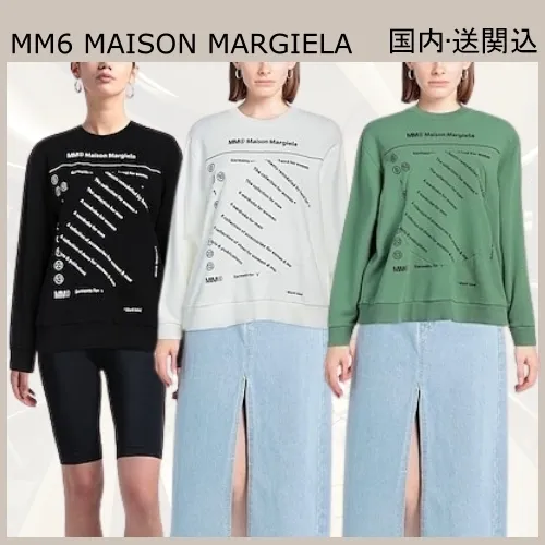 MM6 Maison Margiela  |Crew Neck Street Style Long Sleeves Plain Cotton Logo