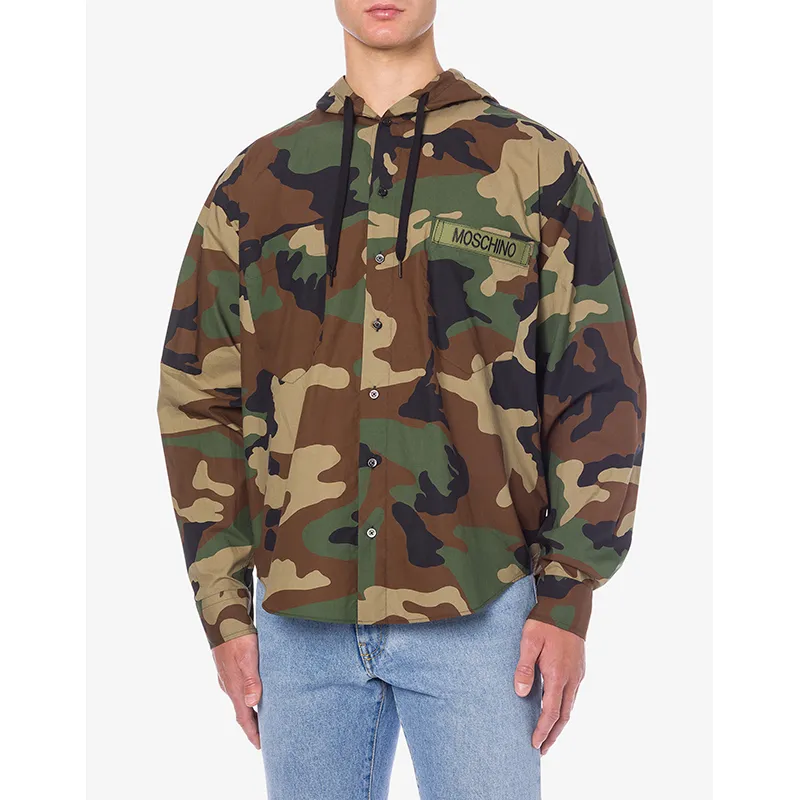 Moschino  |Button-down Camouflage Street Style Long Sleeves Cotton