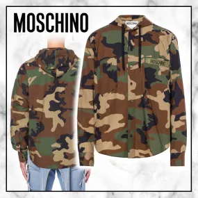 Moschino  |Button-down Camouflage Street Style Long Sleeves Cotton