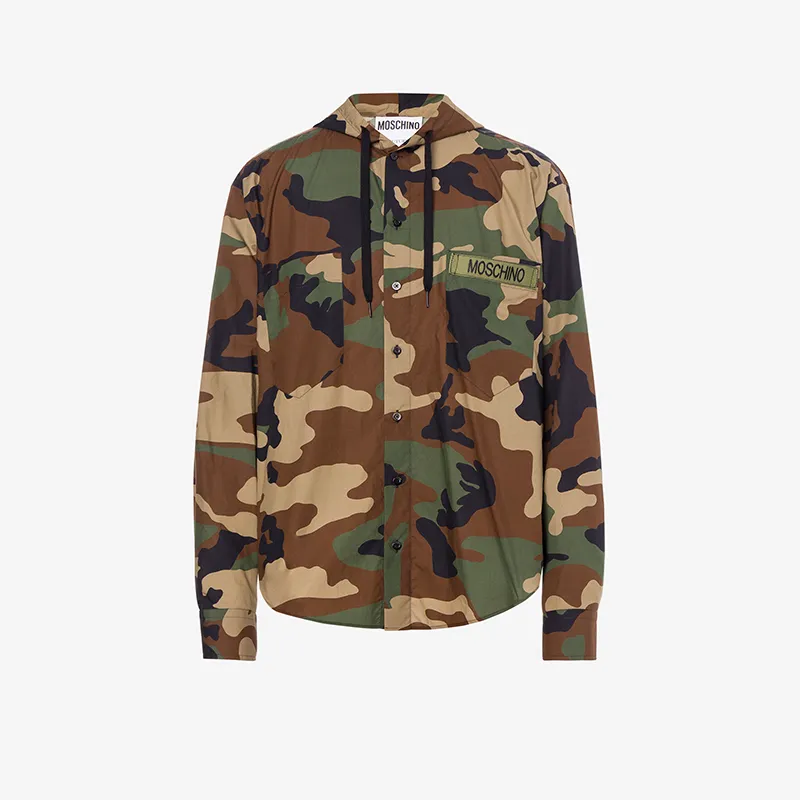 Moschino  |Button-down Camouflage Street Style Long Sleeves Cotton