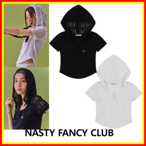 NASTY FANCY CLUB  |Street Style Plain Short Sleeves Lace Logo