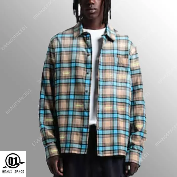 Off-White  |Button-down Other Plaid Patterns Unisex Street Style