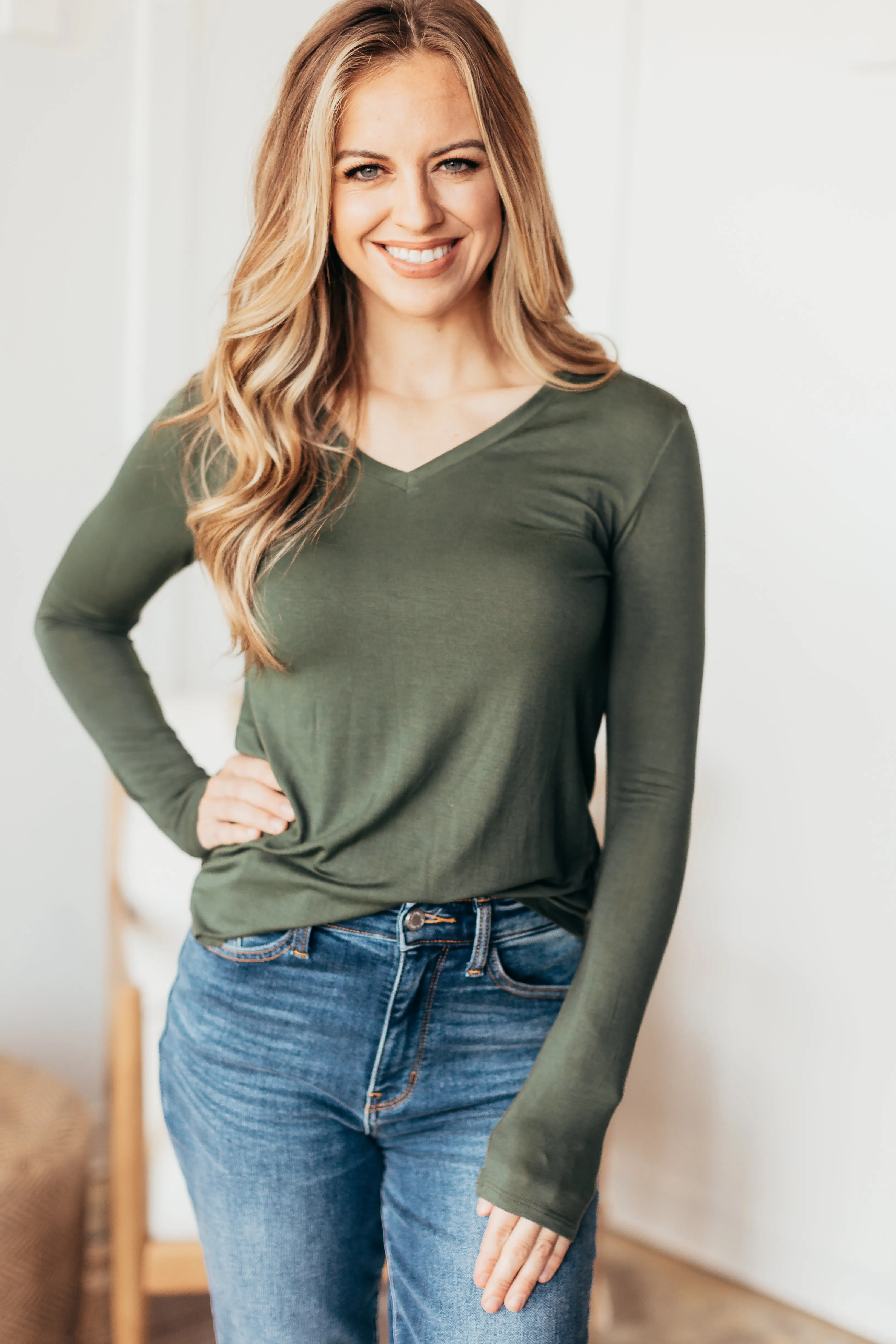 On The Rise V Neck Top - 7 Colors