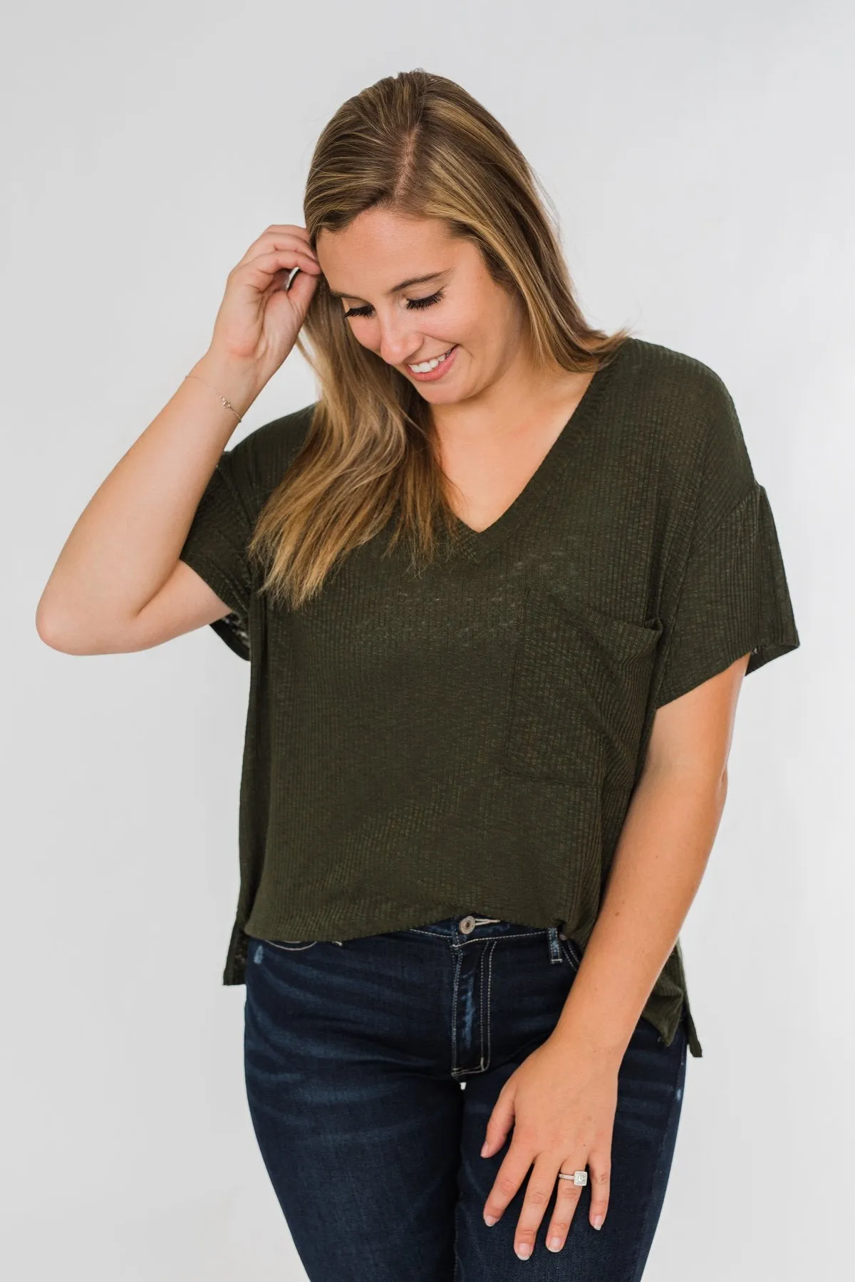 One Step Closer Lightweight Top- Dark Olive