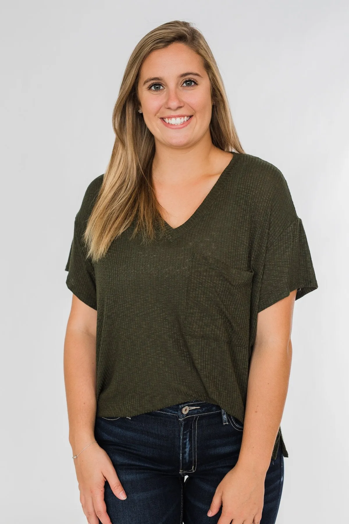 One Step Closer Lightweight Top- Dark Olive