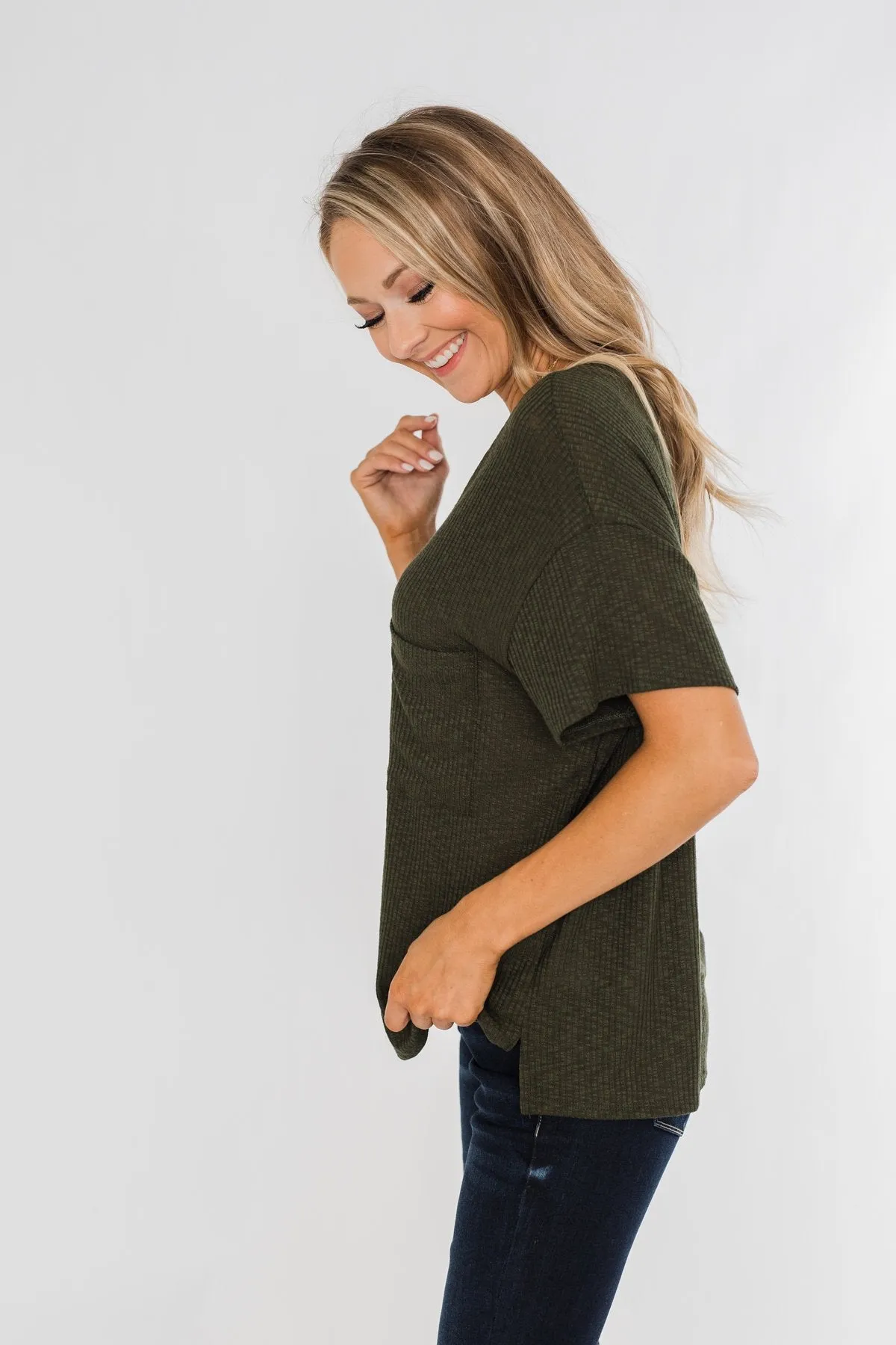 One Step Closer Lightweight Top- Dark Olive