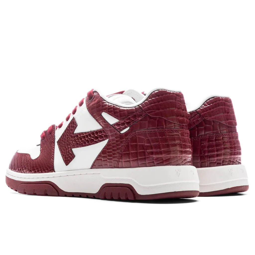 Out of Office Croco Print Leather - White/Burgundy