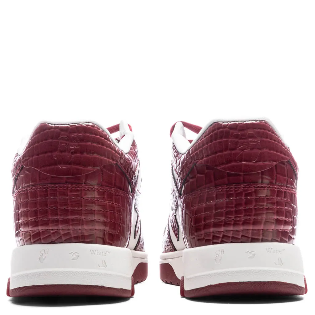 Out of Office Croco Print Leather - White/Burgundy